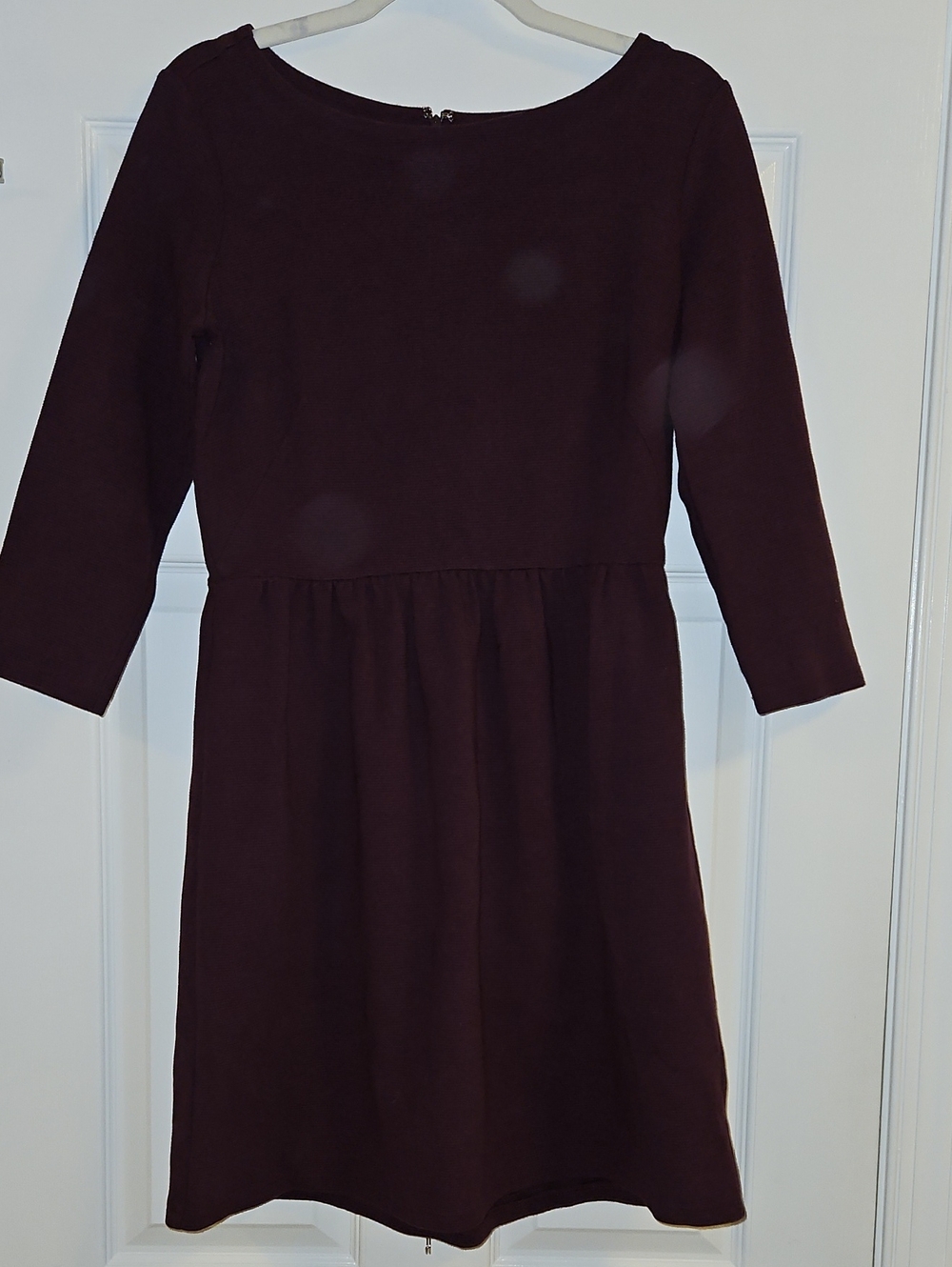 LOFT Three-Quarter Sleeve Dress in Plum